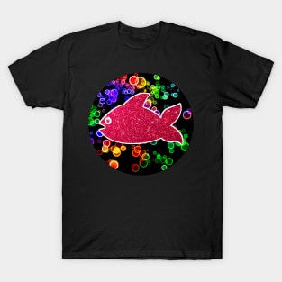 Red fish on the background of multi-colored bubbles T-Shirt